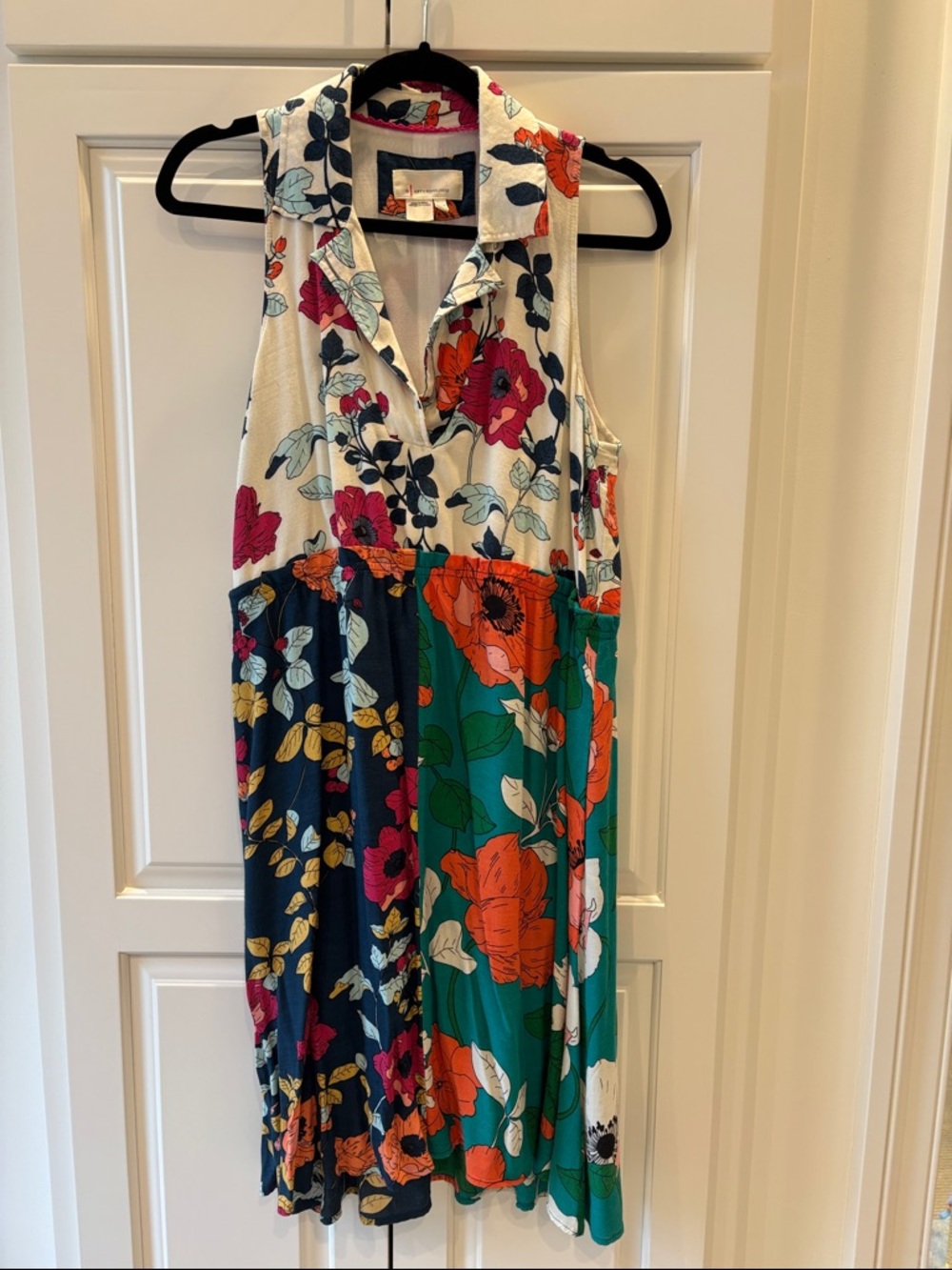 Anthropologie Multicolor Floral Sleeveless Collared Dress